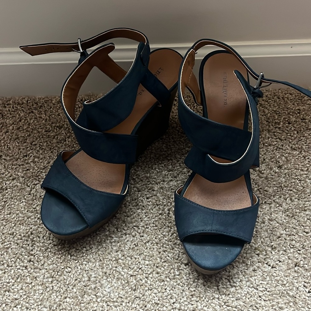 Navy Wedge Heels